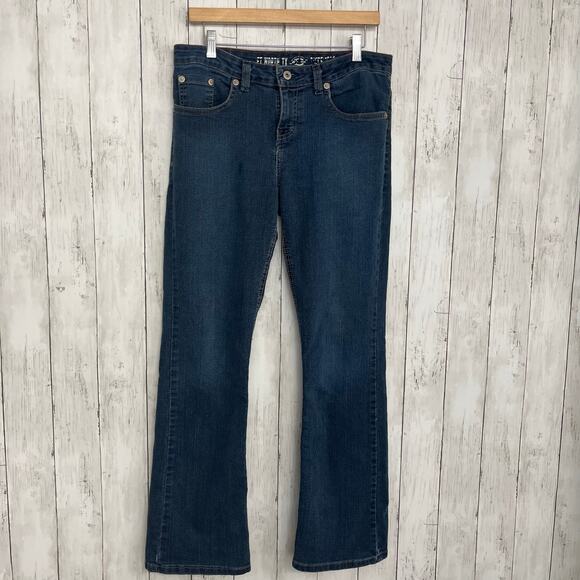 Dickies Relaxed Dark Wash Cotton Blend Work Mechanic Bootcut Denim Jeans 8 - Picture 1 of 13